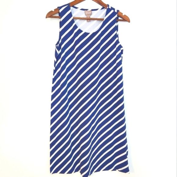 NWT Chico's Striped Cotton Sleeveless Midi Sun Dress Size 0 - Picture 1 of 6